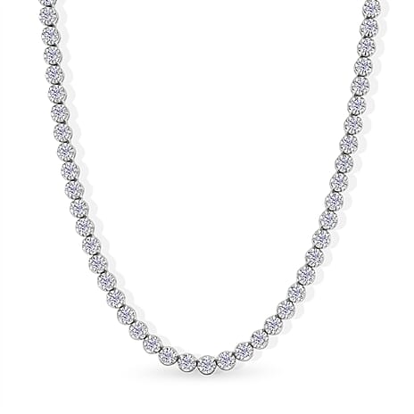 Luxuriant - Lab Grown Diamond (SI-G-H) Tennis Necklace (Size - 20) with GB Lock Box in Rhodium Overlay Sterling Silver 8.00 Ct, Silver Wt. 26.00 Gms