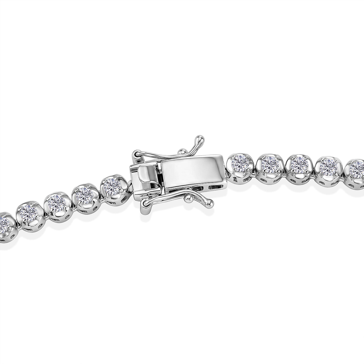 Luxuriant - Lab Grown Diamond (SI-G-H) Tennis Necklace (Size - 20) with GB Lock Box in Rhodium Overlay Sterling Silver 8.00 Ct, Silver Wt. 26.00 Gms