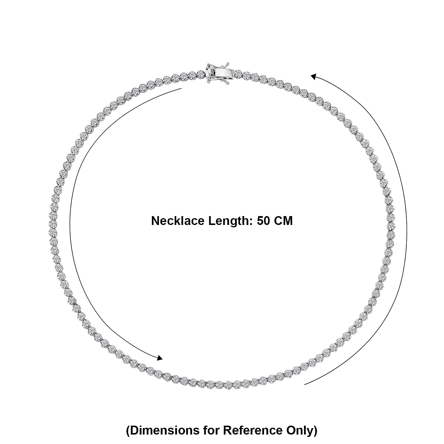Luxuriant - Lab Grown Diamond (SI-G-H) Tennis Necklace (Size - 20) with GB Lock Box in Rhodium Overlay Sterling Silver 8.00 Ct, Silver Wt. 26.00 Gms