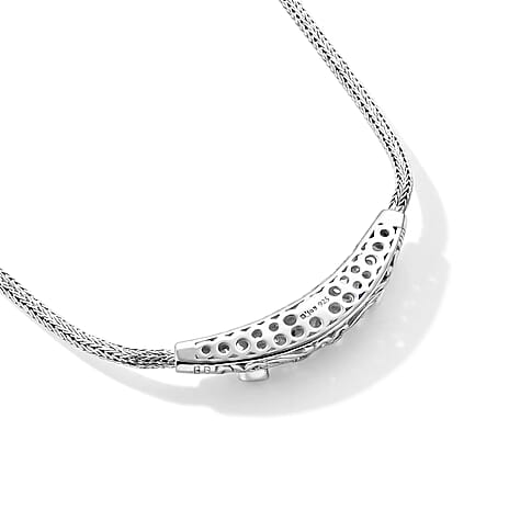 Royal Bali Collection - D'Joy Blue Sapphire Sterling Silver Necklace (Size - 20) with Clasp, Silver Wt. 21.26 Gms