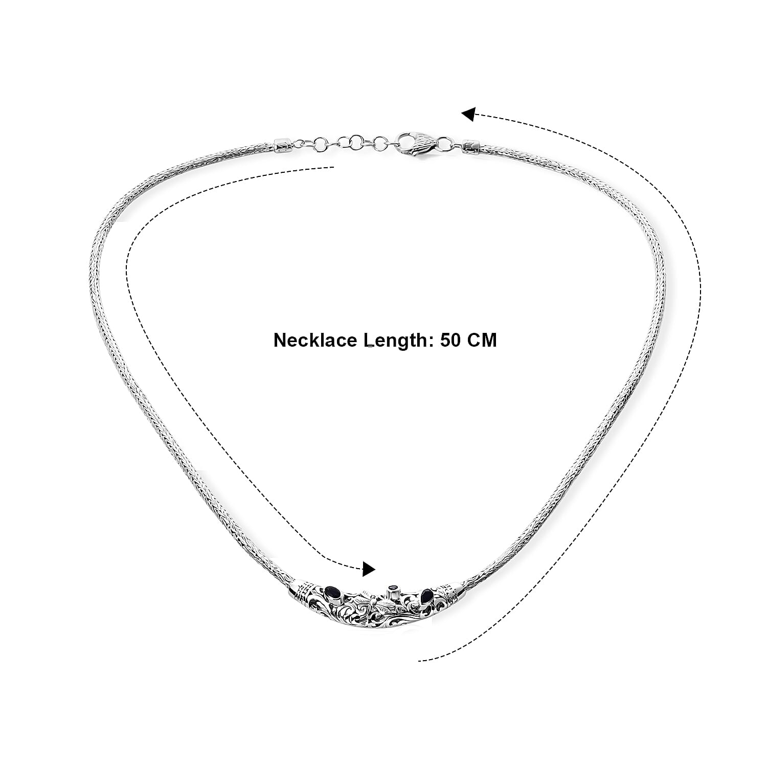 Royal Bali Collection - D'Joy Blue Sapphire Sterling Silver Necklace (Size - 20), Silver Wt. 21.26 Gms