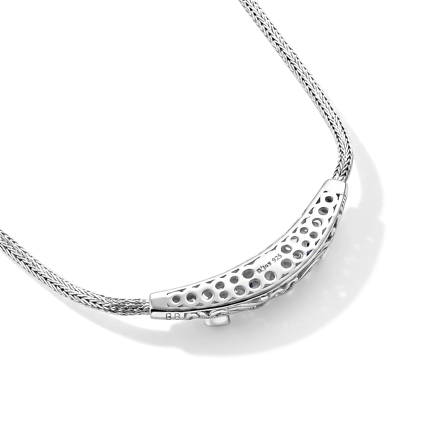 Royal Bali Collection - D'Joy Blue Sapphire Sterling Silver Necklace (Size - 20), Silver Wt. 21.26 Gms