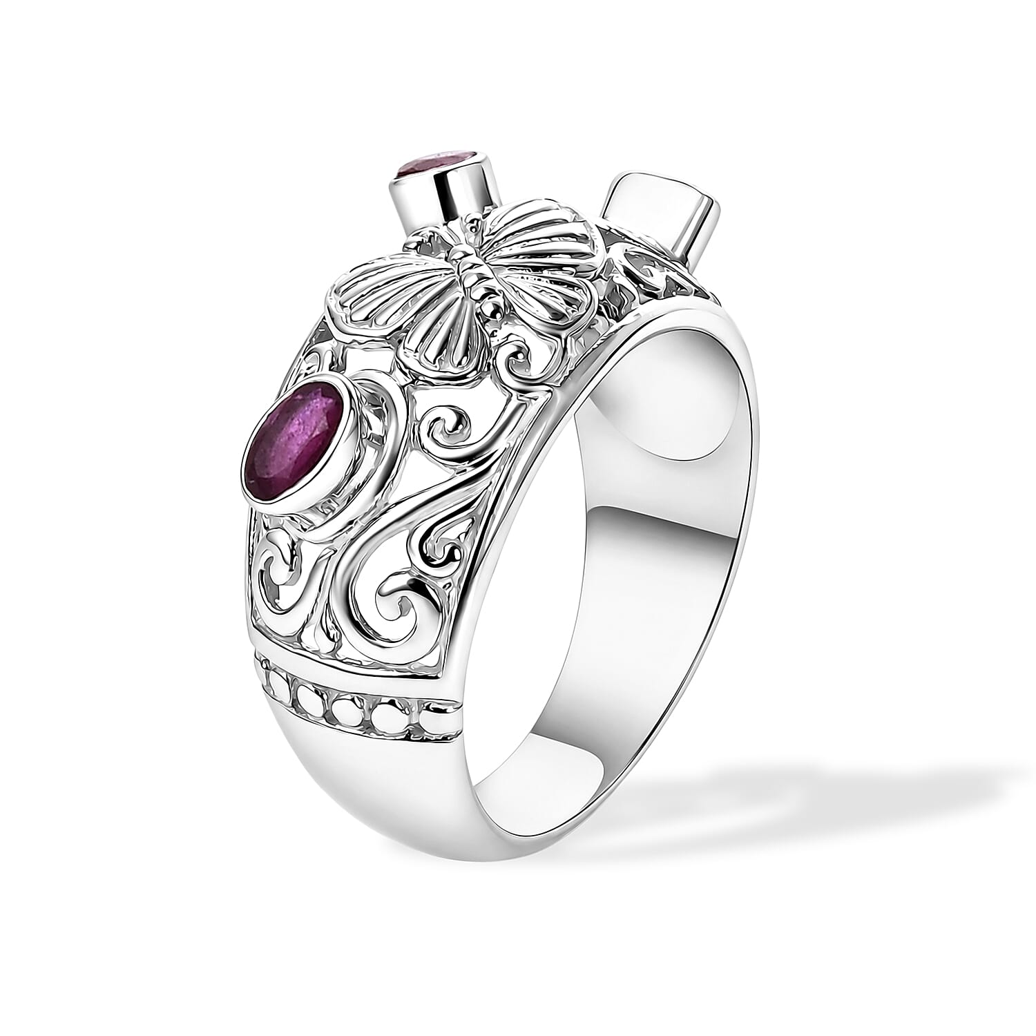 Royal Bali Collection - D'Joy  Ruby Sterling Silver Ring