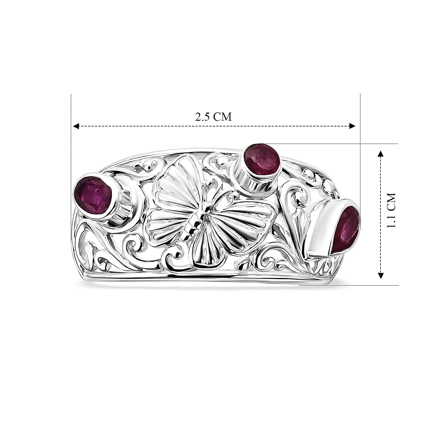 Royal Bali Collection - D'Joy  Ruby Sterling Silver Ring