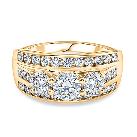 Luxuriant - SGL Certified Lab Grown Diamond (SI-G-H) Ring in 18K Vermeil Yellow Gold Plated Sterling Silver 3.00 Ct.