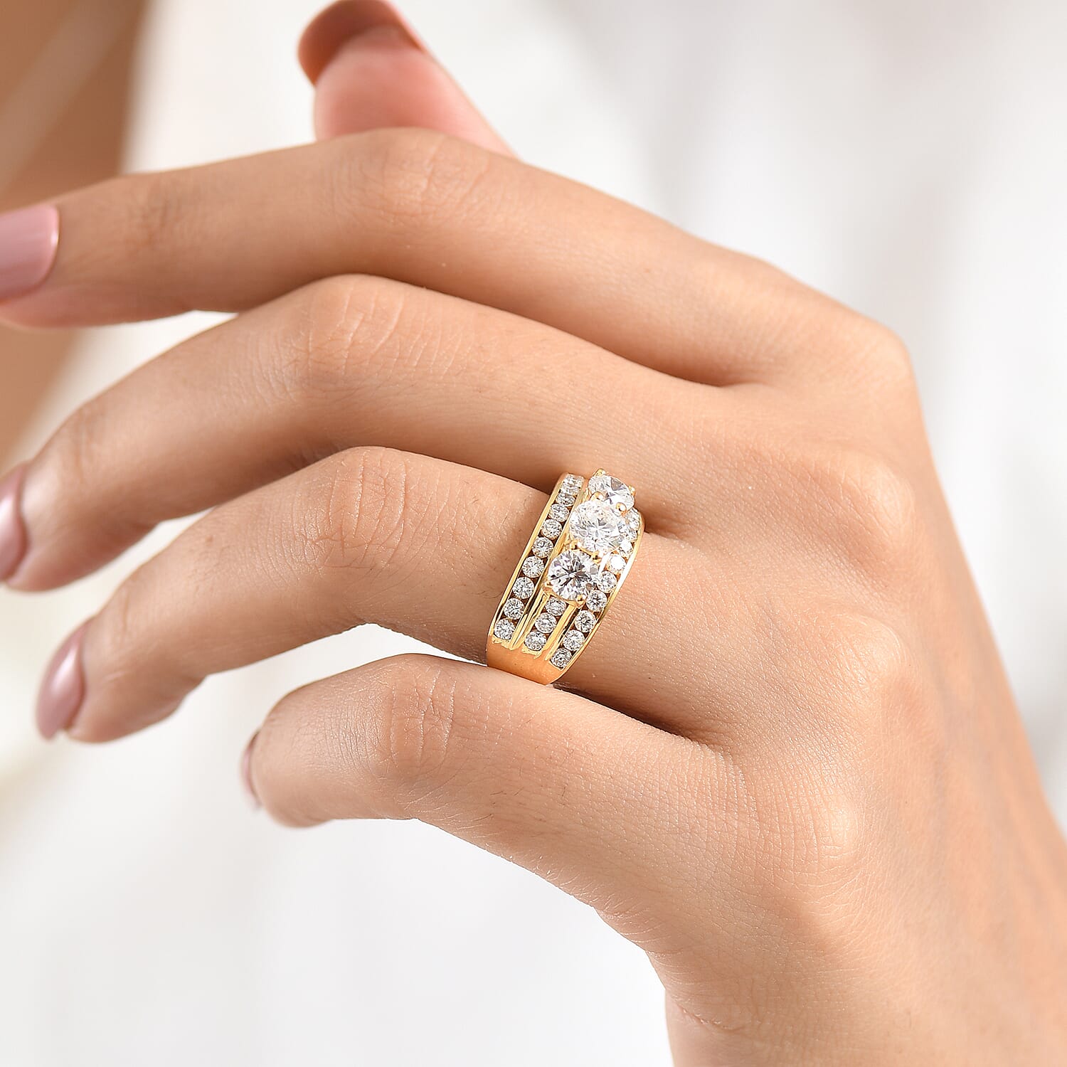 LUXURIANT- SGL Certified Lab Grown Diamond (SI-G-H) Ring in 18K Vermeil Yellow Gold Plated Sterling Silver 3.00 Ct.
