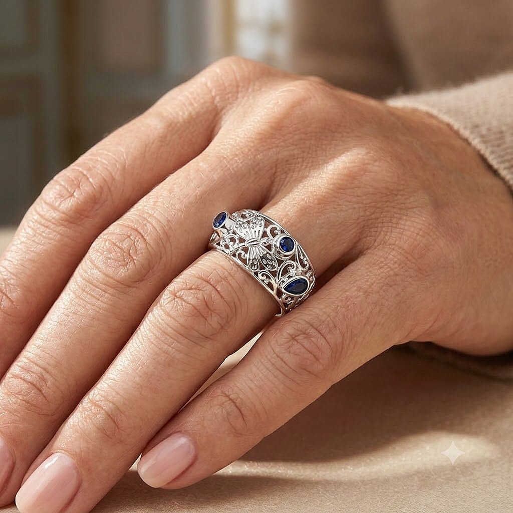 Royal Bali Collection - D'Joy Blue Sapphire Sterling Silver Ring