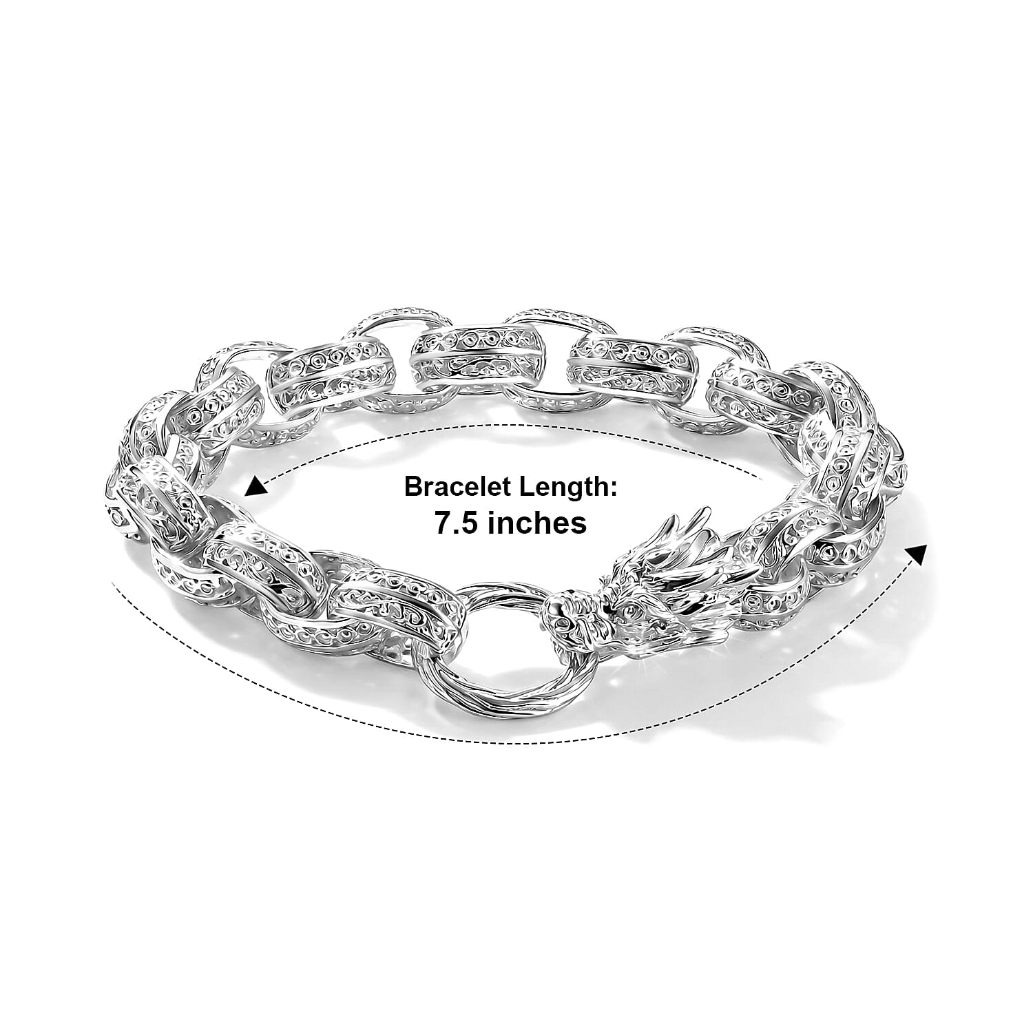 Royal Bali Collection - D'Joy Sterling Silver Tirta Naga Bracelet (Size - 7.5), Silver Wt. 27.70 Gms