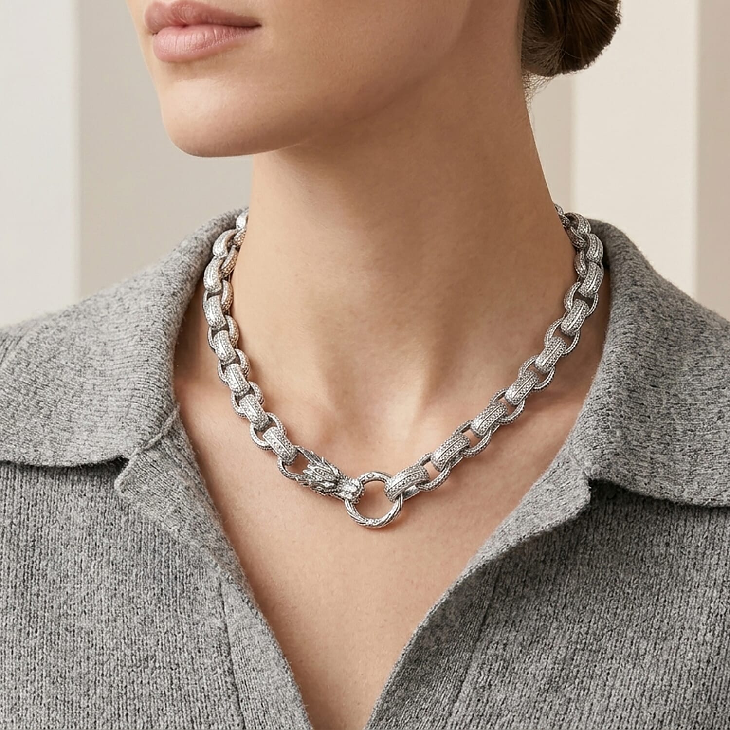 Royal Bali Collection - D'Joy Sterling Silver Tirta Naga Necklace (Size - 20), Silver Wt. 72.70 Gms