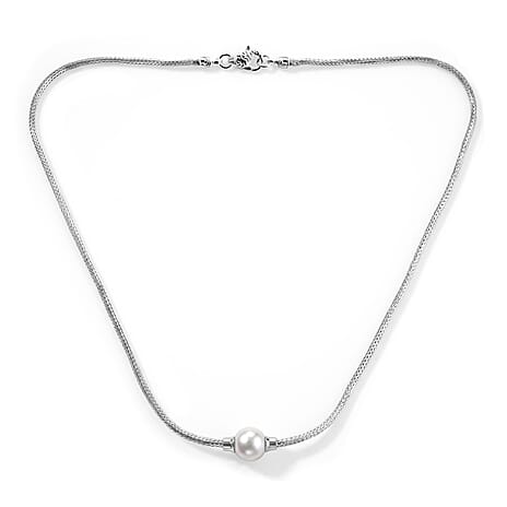 Royal Bali Collection - D'Joy White Edison Pearl (11-12mm) Sterling Silver Tulangnaga Necklace (Size - 20) with Lobster Clasp 10.13 Ct, Silver Wt. 13.00 Gms