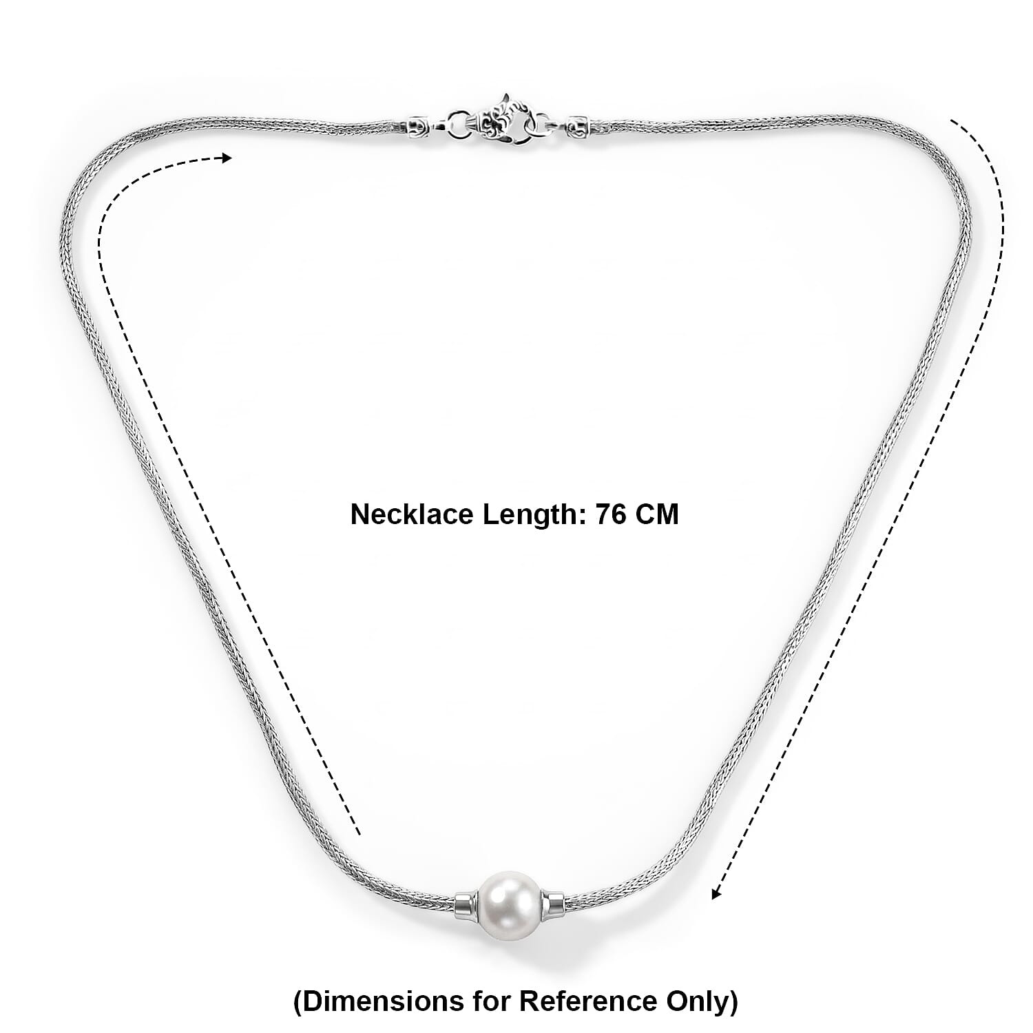 Royal Bali Collection - D'Joy White Edison Pearl (11-12mm) Sterling Silver Tulangnaga Necklace (Size - 20) with Lobster Clasp 10.13 Ct, Silver Wt. 13.00 Gms