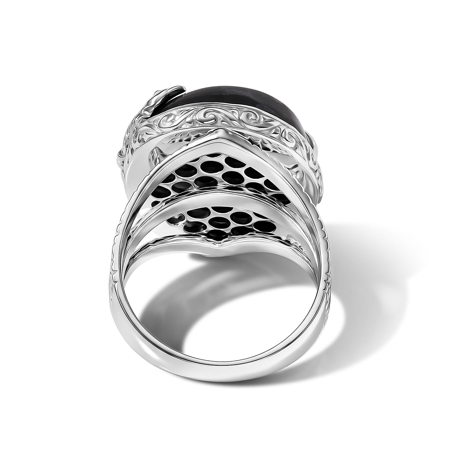 Royal Bali Collection - D'Joy Labradorite Sterling Silver Solitaire Fish Motif Ring 20.10 Ct.