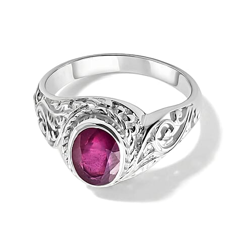 Royal Bali Collection - D'Joy Fissure Filled Ruby Sterling Silver Solitaire Ring 1.77 Ct.