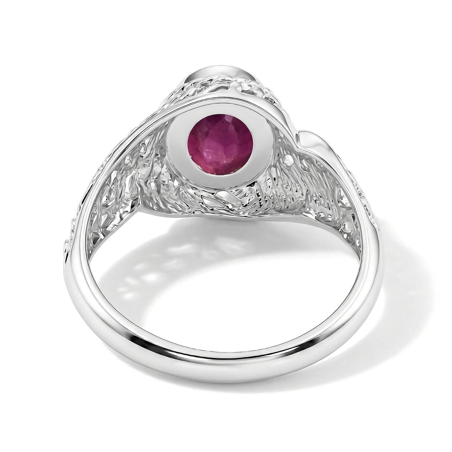 Royal Bali Collection - D'Joy Fissure Filled Ruby Sterling Silver Solitaire Ring 1.77 Ct.