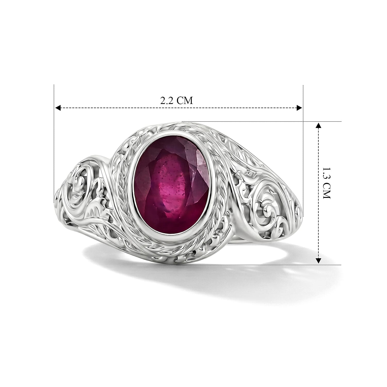 Royal Bali Collection - D'Joy Fissure Filled Ruby Sterling Silver Solitaire Ring 1.77 Ct.