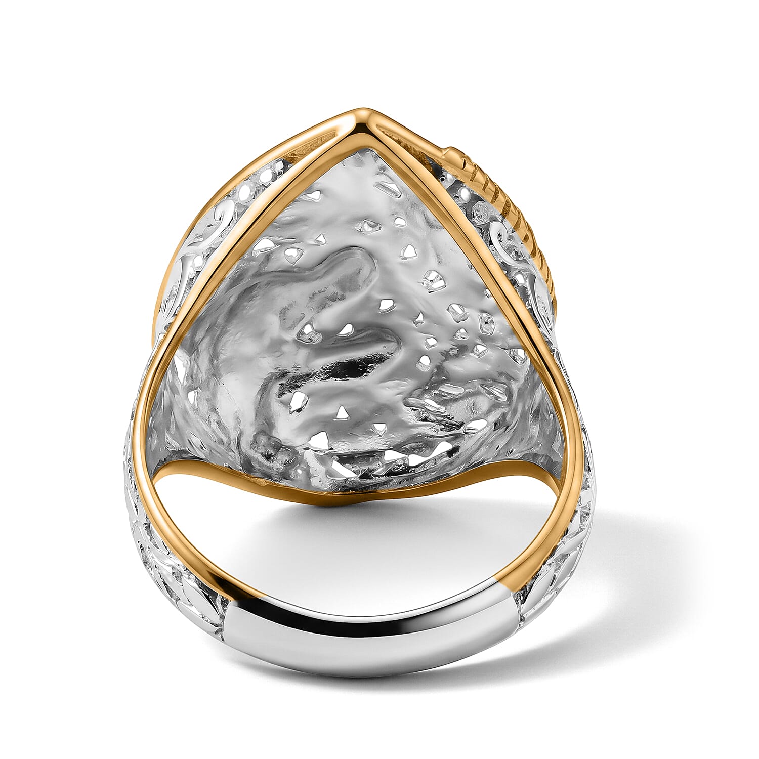 Royal Bali Collection - D'Joy Sterling Silver Dragon with Phoenix Ring in Yellow Plating