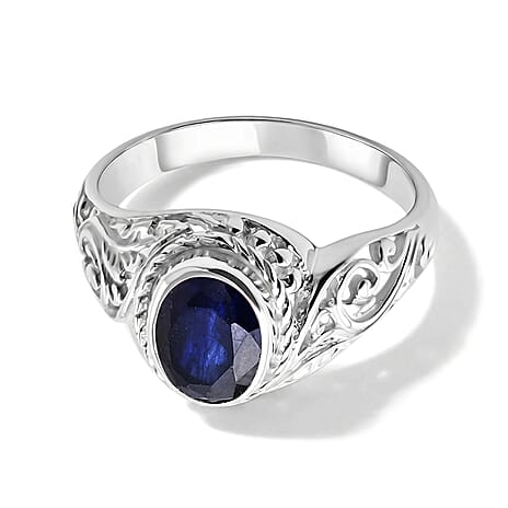 Royal Bali Collection - D'Joy Fissure Filled Blue Sapphire Sterling Silver Solitaire Ring 1.90 Ct.