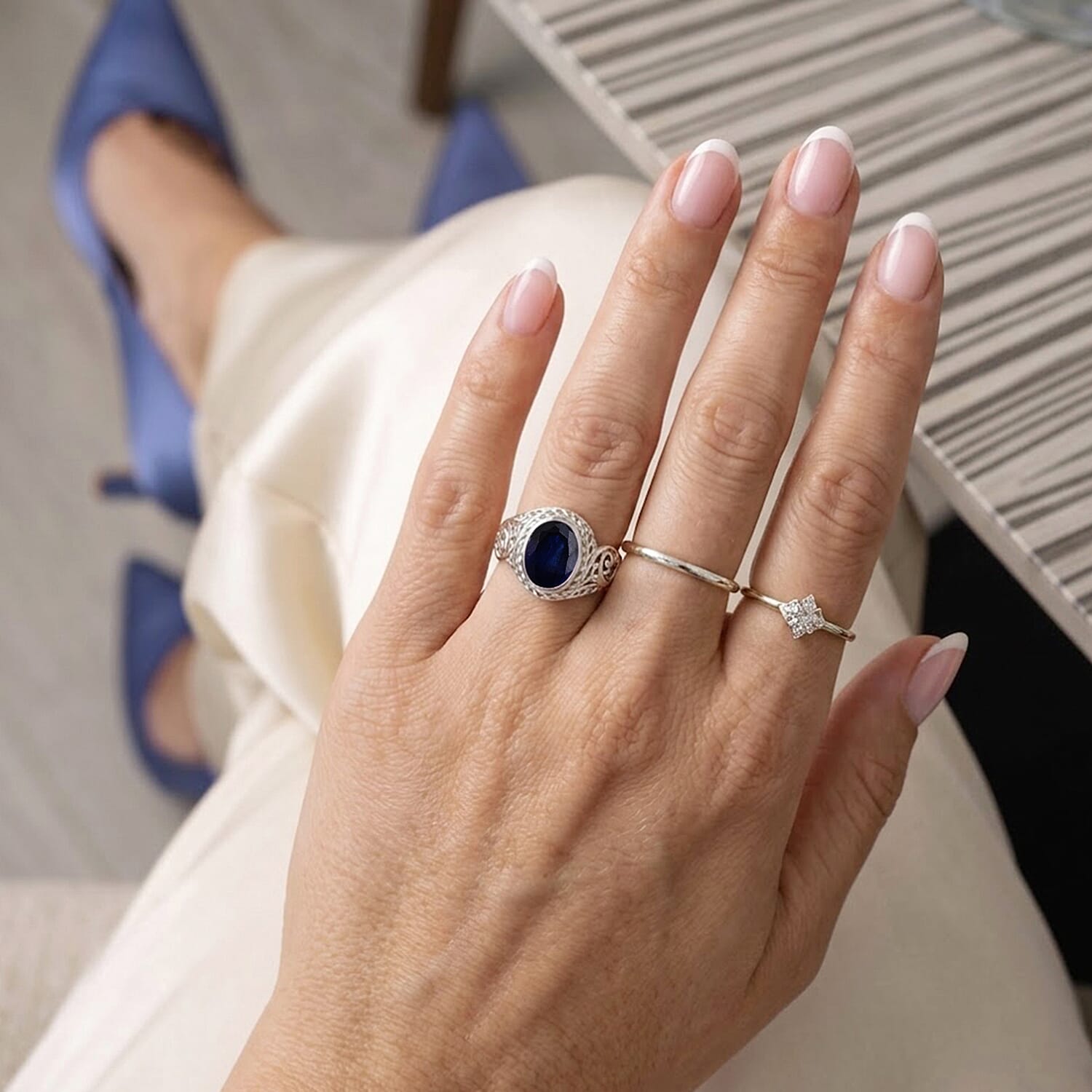 Royal Bali Collection - D'Joy Fissure Filled Blue Sapphire Sterling Silver Solitaire Ring 1.90 Ct.