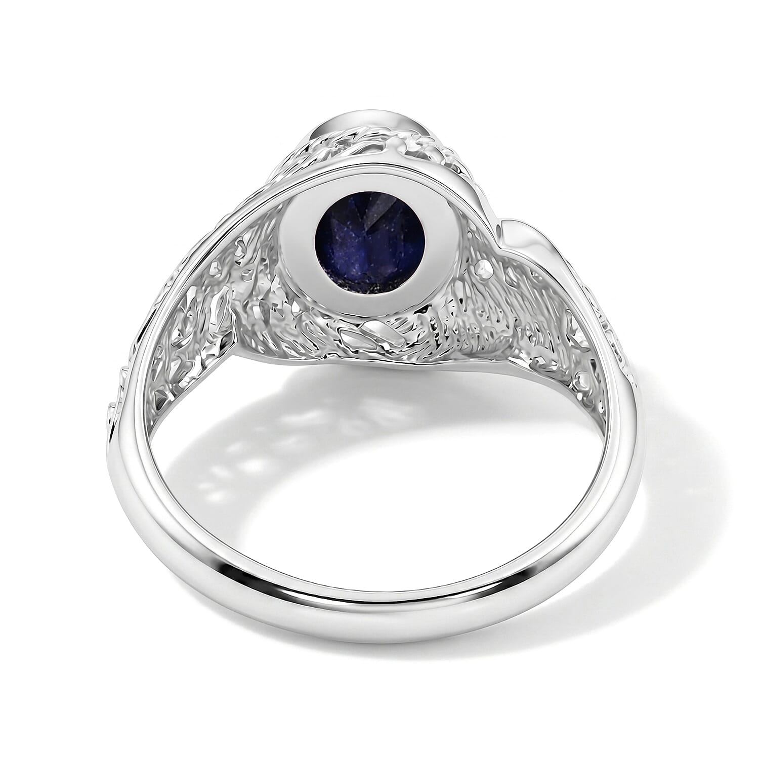 Royal Bali Collection - D'Joy Fissure Filled Blue Sapphire Sterling Silver Solitaire Ring 1.90 Ct.