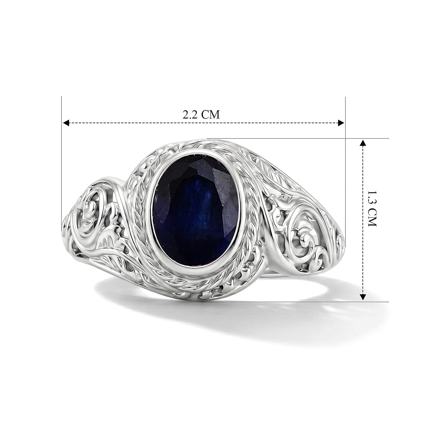 Royal Bali Collection - D'Joy Fissure Filled Blue Sapphire Sterling Silver Solitaire Ring 1.90 Ct.