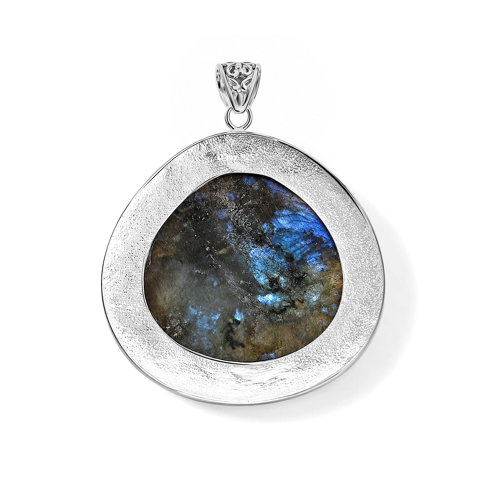 Royal Bali Collection - D'Joy Labradorite Sterling Silver Solitaire Pendant 96.80 Ct, Silver Wt.13.00 Gms