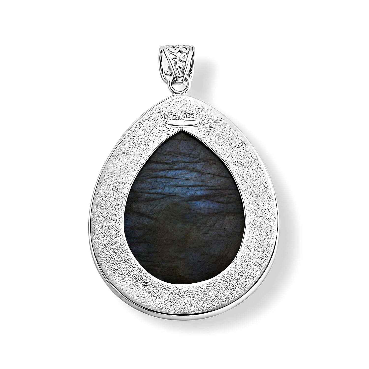 Royal Bali Collection - D'Joy Labradorite Sterling Silver Pear Cut Solitaire Pendant 88.40 Ct, Silver Wt. 12.00 Gms