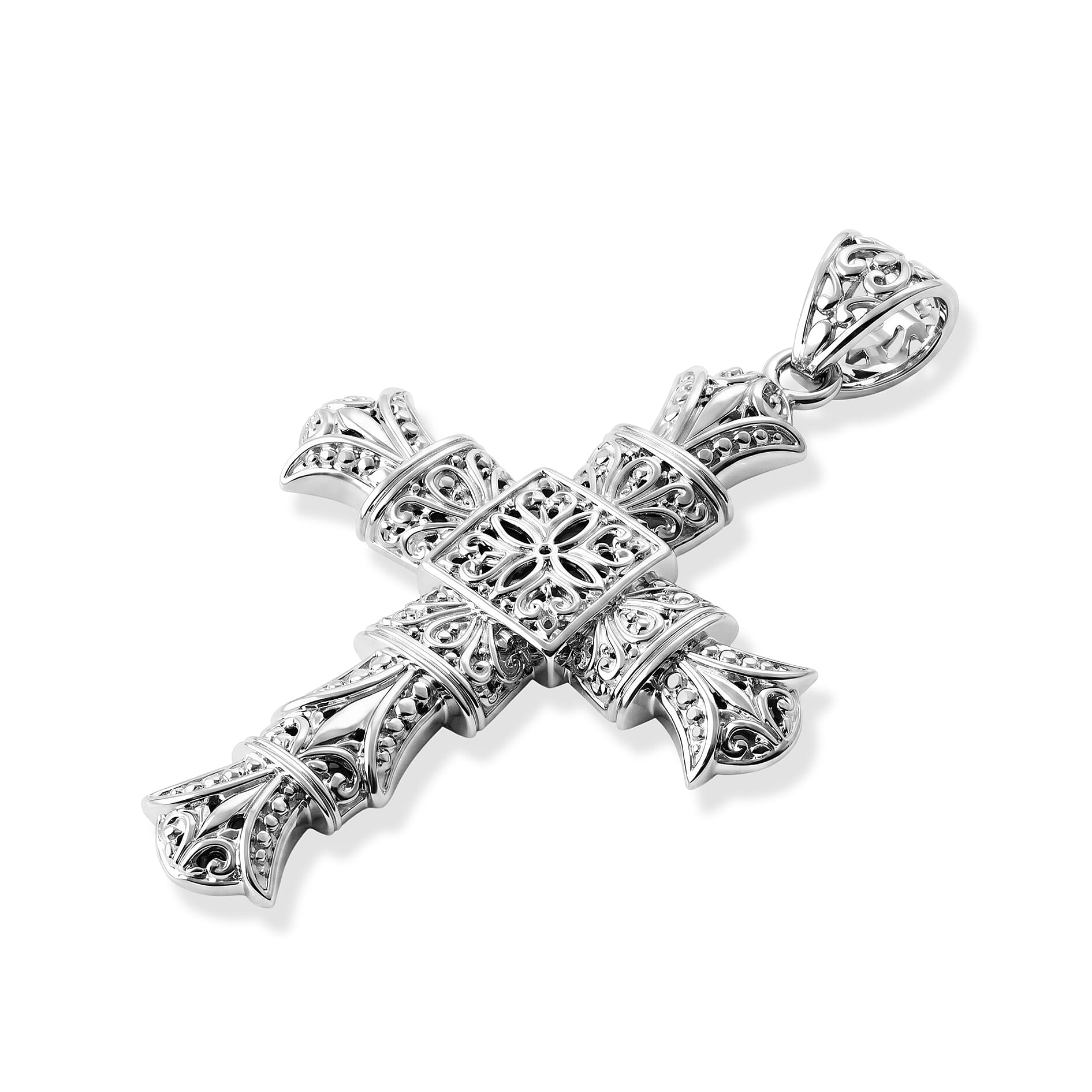 Royal Bali Collection - D'Joy Sterling Silver Cross Pendant, Silver Wt. 10.55 Gms