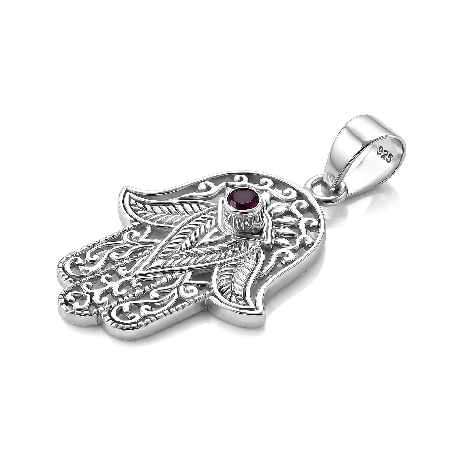 Royal Bali Collection - Fissure Filled Ruby Sterling Silver Pendant