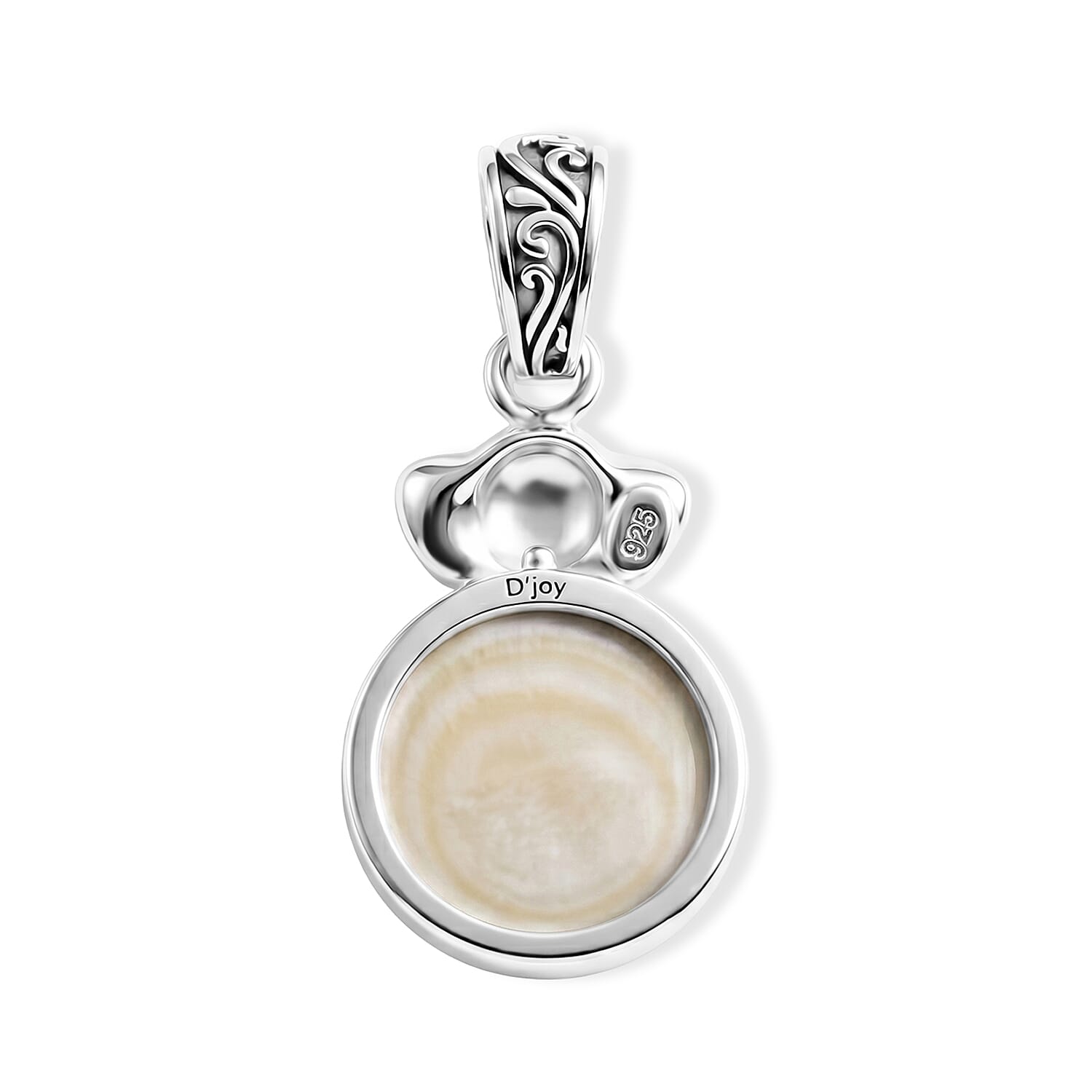 Royal Bali Collection - D'Joy Blue Mabe Pearl Sterling Silver Elephant Head Drop Pendant 6.38 Ct.
