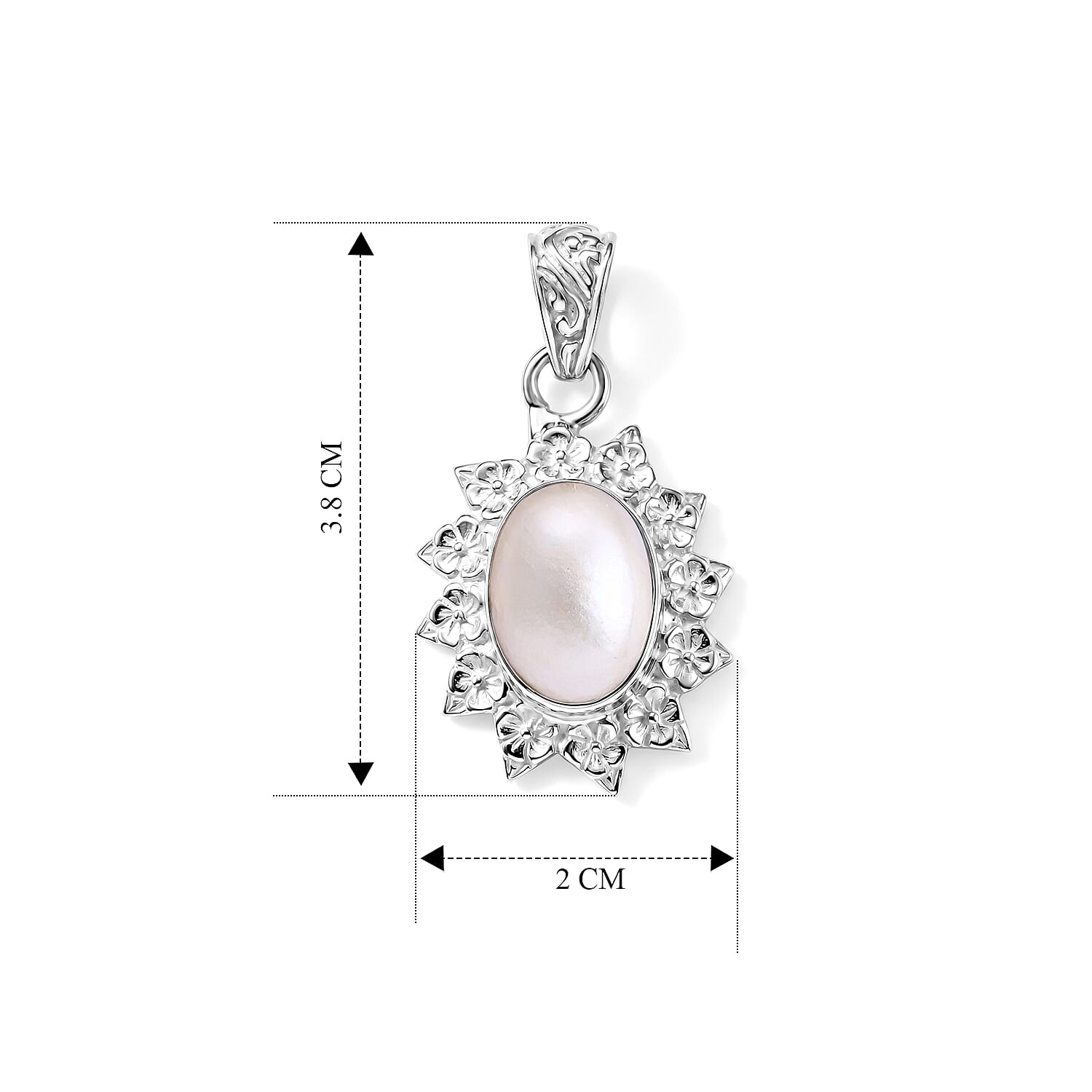 Royal Bali Collection - D'Joy White Mabe Pearl Sterling Silver Solitaire Pendant 3.16 Ct.