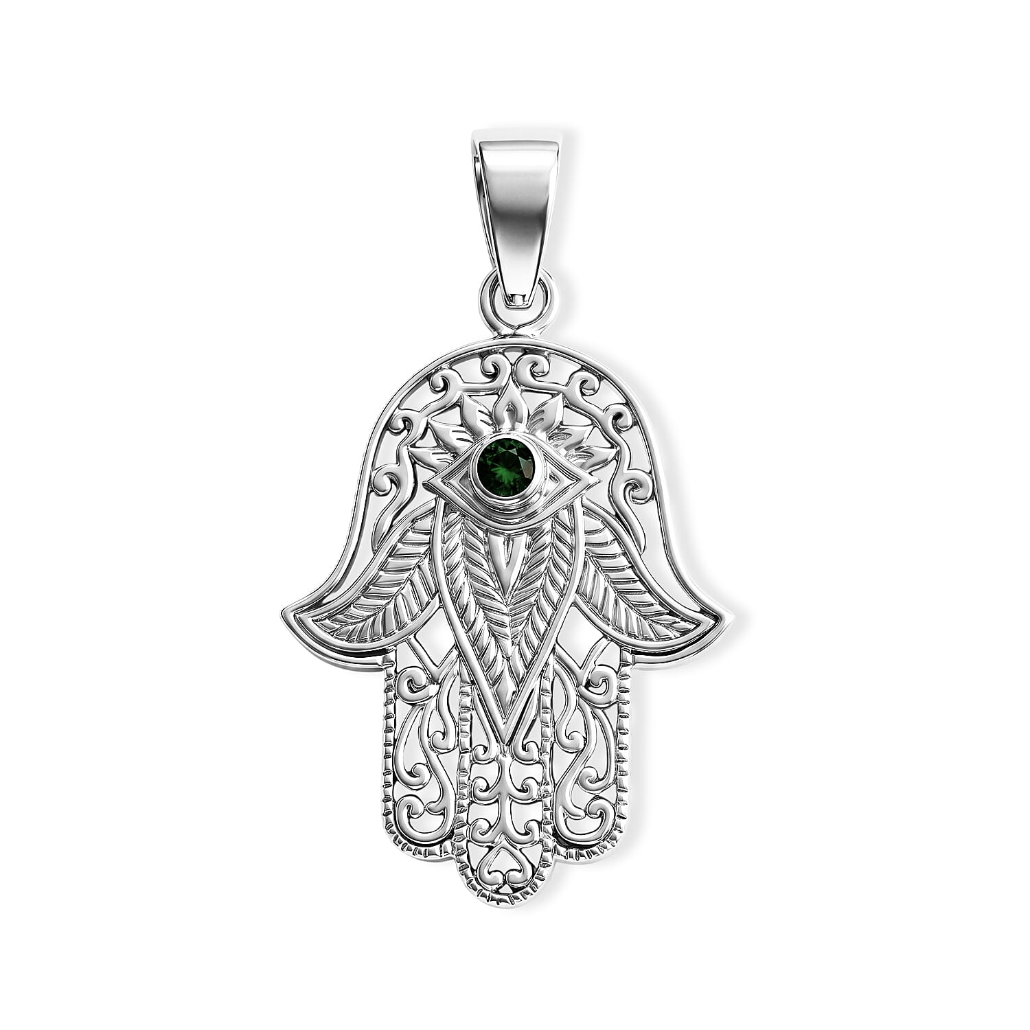 Royal Bali Collection - Natural Chrome Diopside Sterling Silver Pendant
