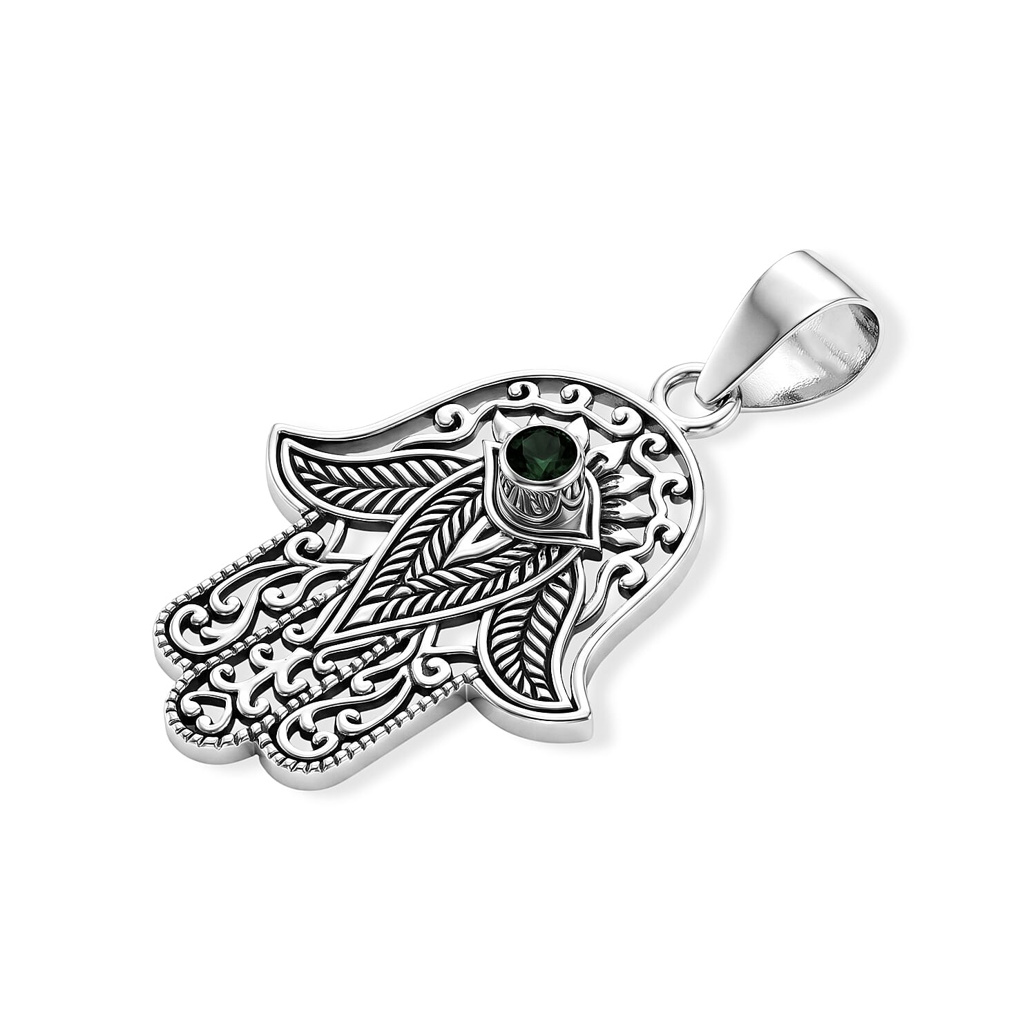 Royal Bali Collection - Natural Chrome Diopside Sterling Silver Pendant