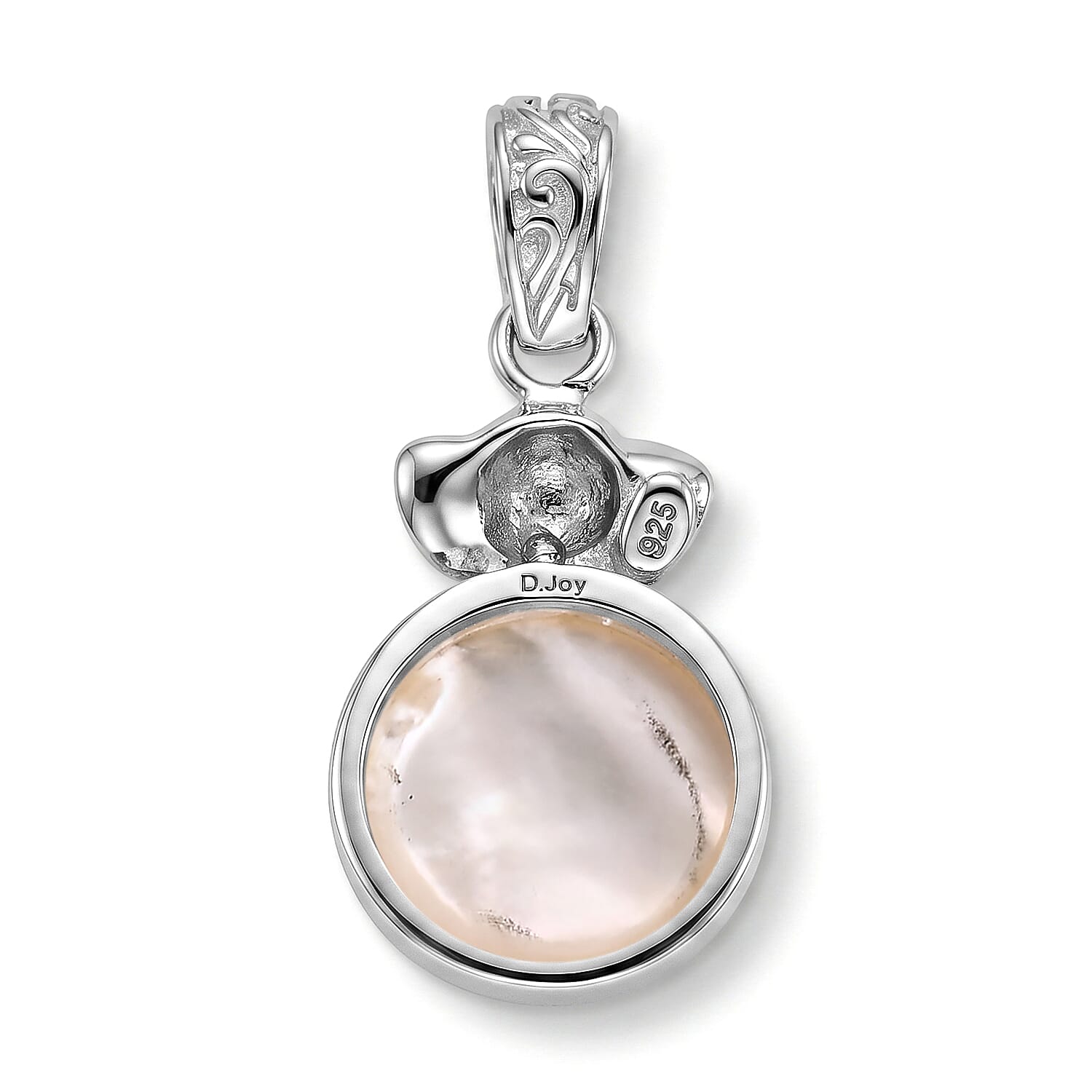 Royal Bali Collection - D'Joy White Mabe Pearl Sterling Silver Elephant Head Drop Pendant 6.28 Ct.