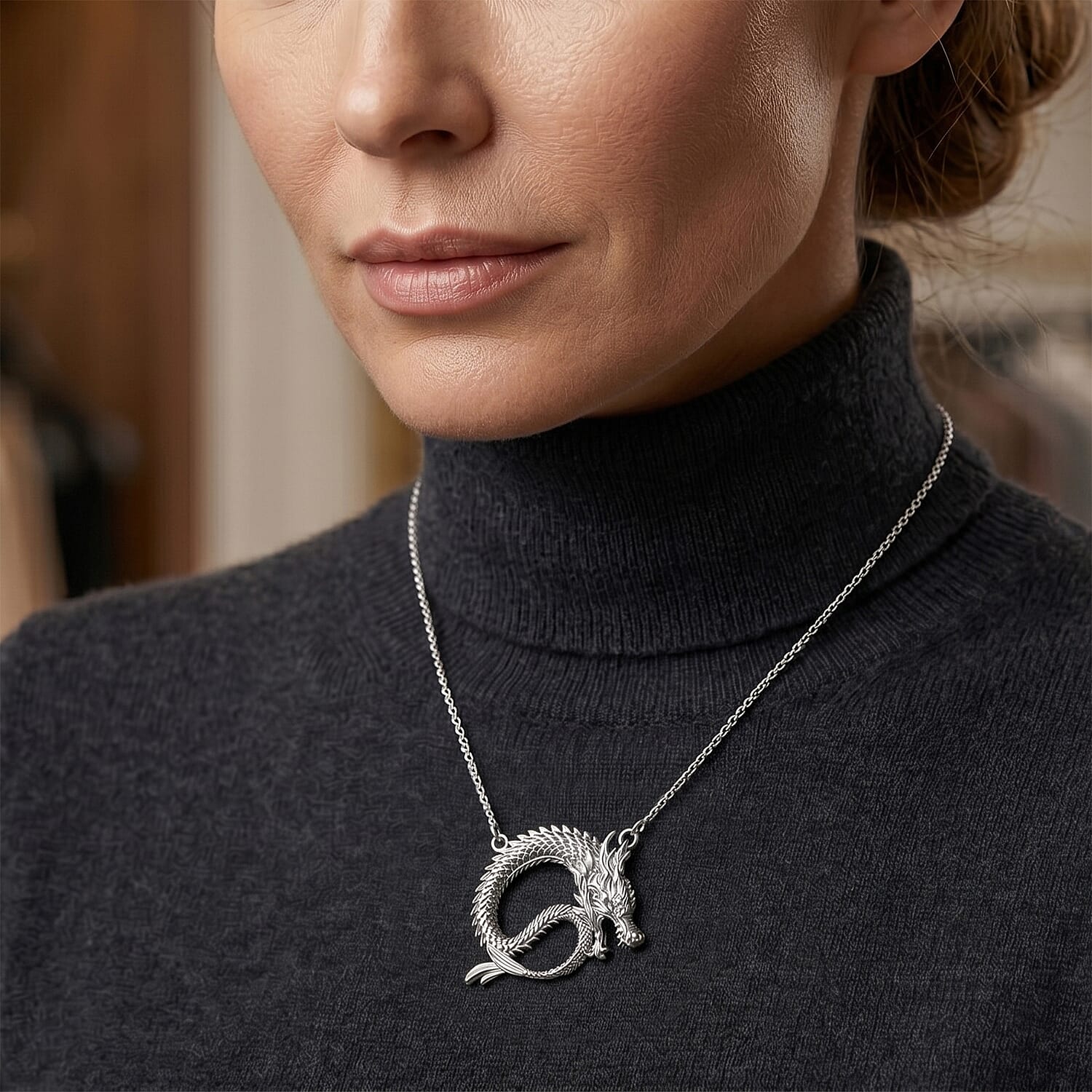 Royal Bali Collection - D'Joy Sterling Silver Dragon Necklace (Size - 20)