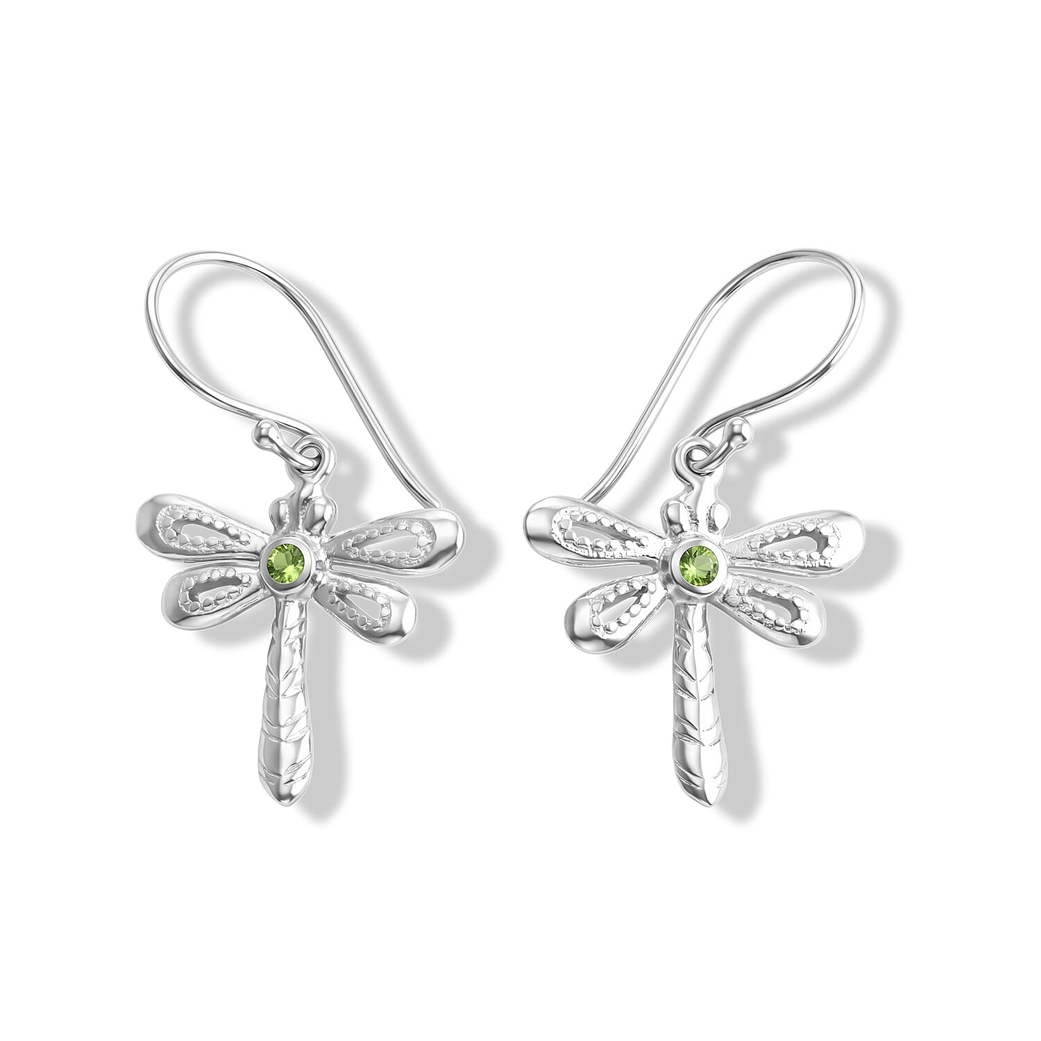 Royal Bali Collection - D'Joy Natural Chrome Diopside Dragonfly Earring with Hook Sterling Silver