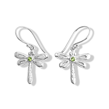 Royal Bali Collection - D'Joy Natural Chrome Diopside Dragonfly Earring with Hook Sterling Silver