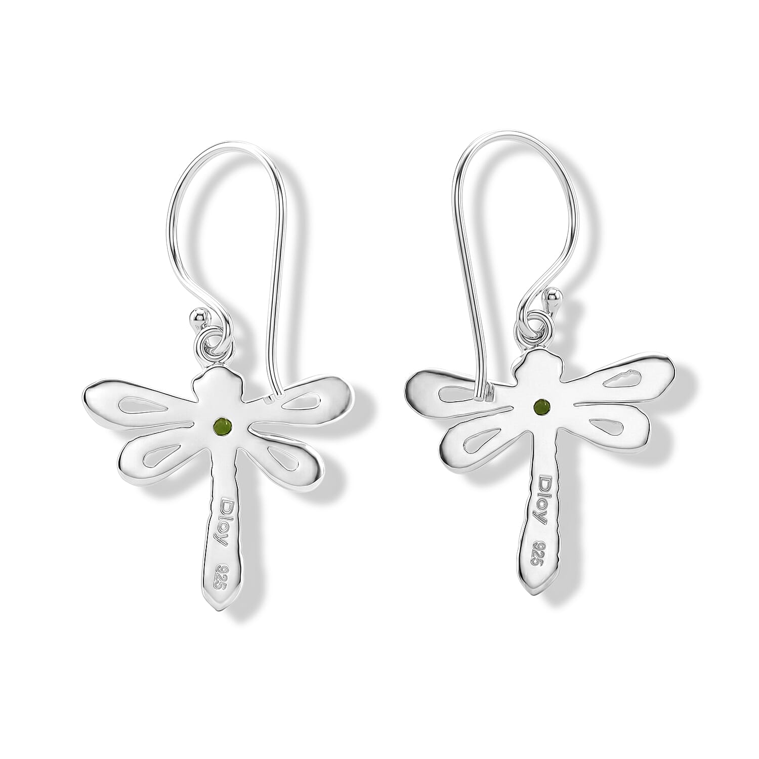 Royal Bali Collection - D'Joy Natural Chrome Diopside Dragonfly Earring with Hook Sterling Silver