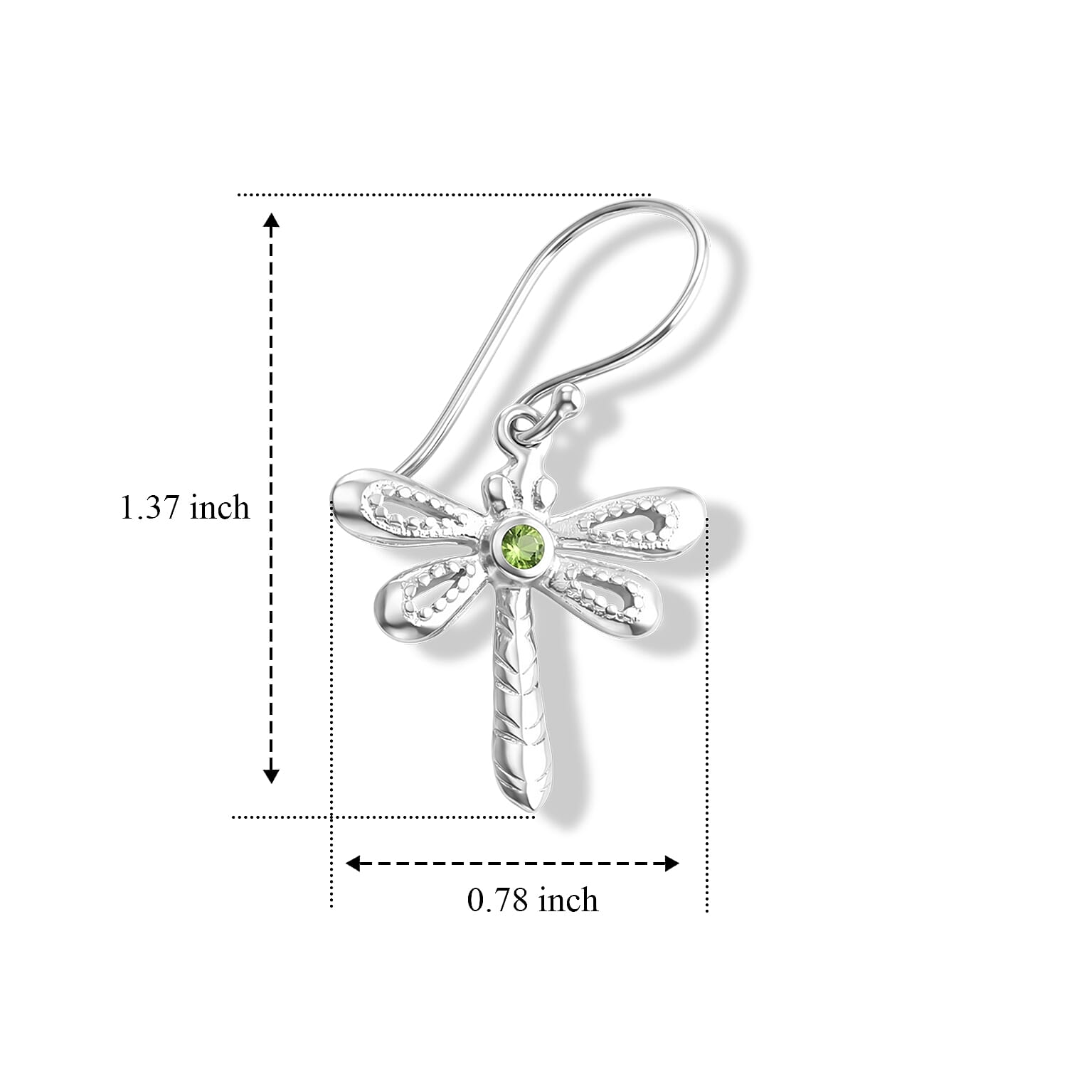 Royal Bali Collection - D'Joy Natural Chrome Diopside Dragonfly Earring with Hook Sterling Silver