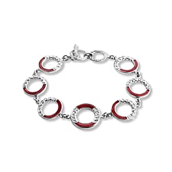 Royal Bali Collection - D'Joy Abalone Shell Sterling Silver Link Bracelet (Size - 7.5) with T Bar Clasp, Silver Wt.10.75 Gms