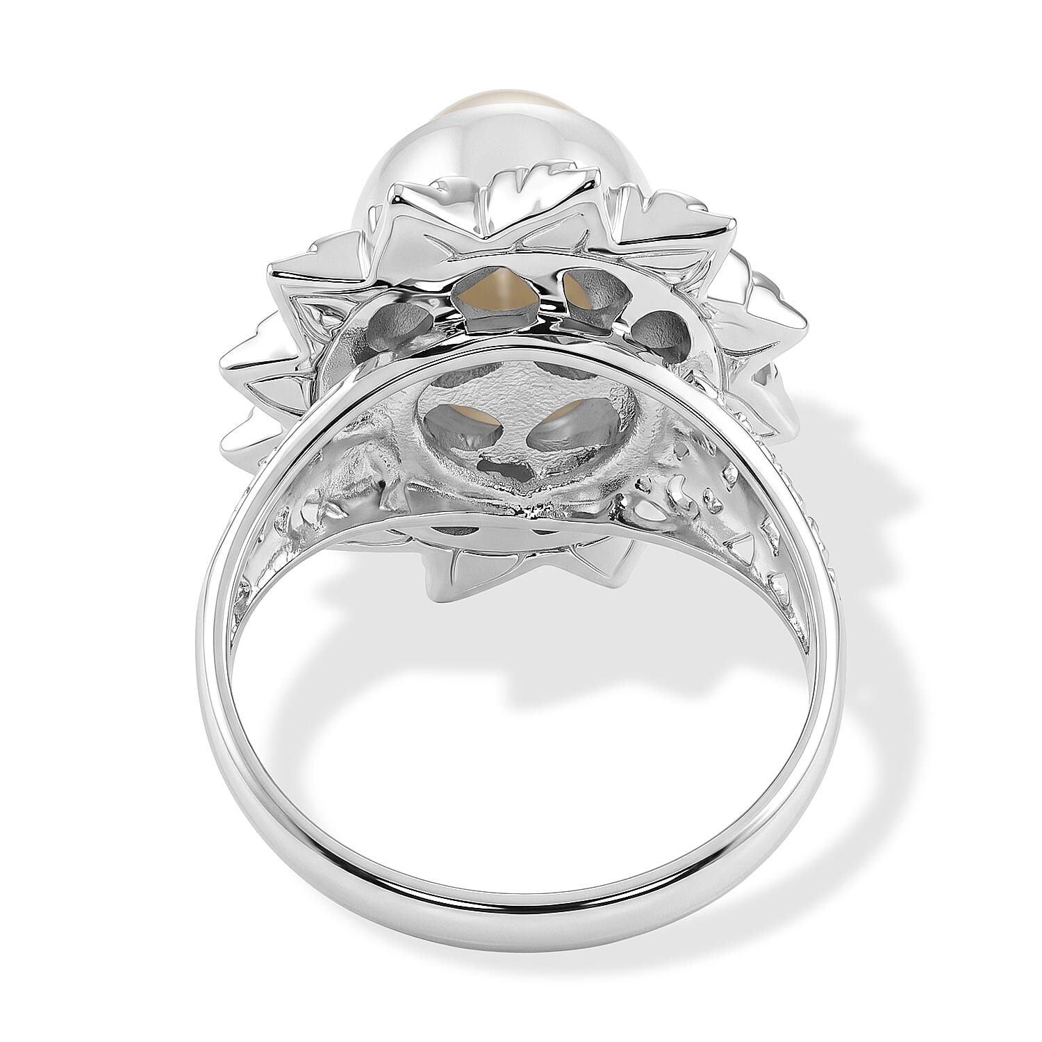 Royal Bali Collection - D'Joy White Mabe Pearl Sterling Silver Solitaire Ring 2.95 Ct.