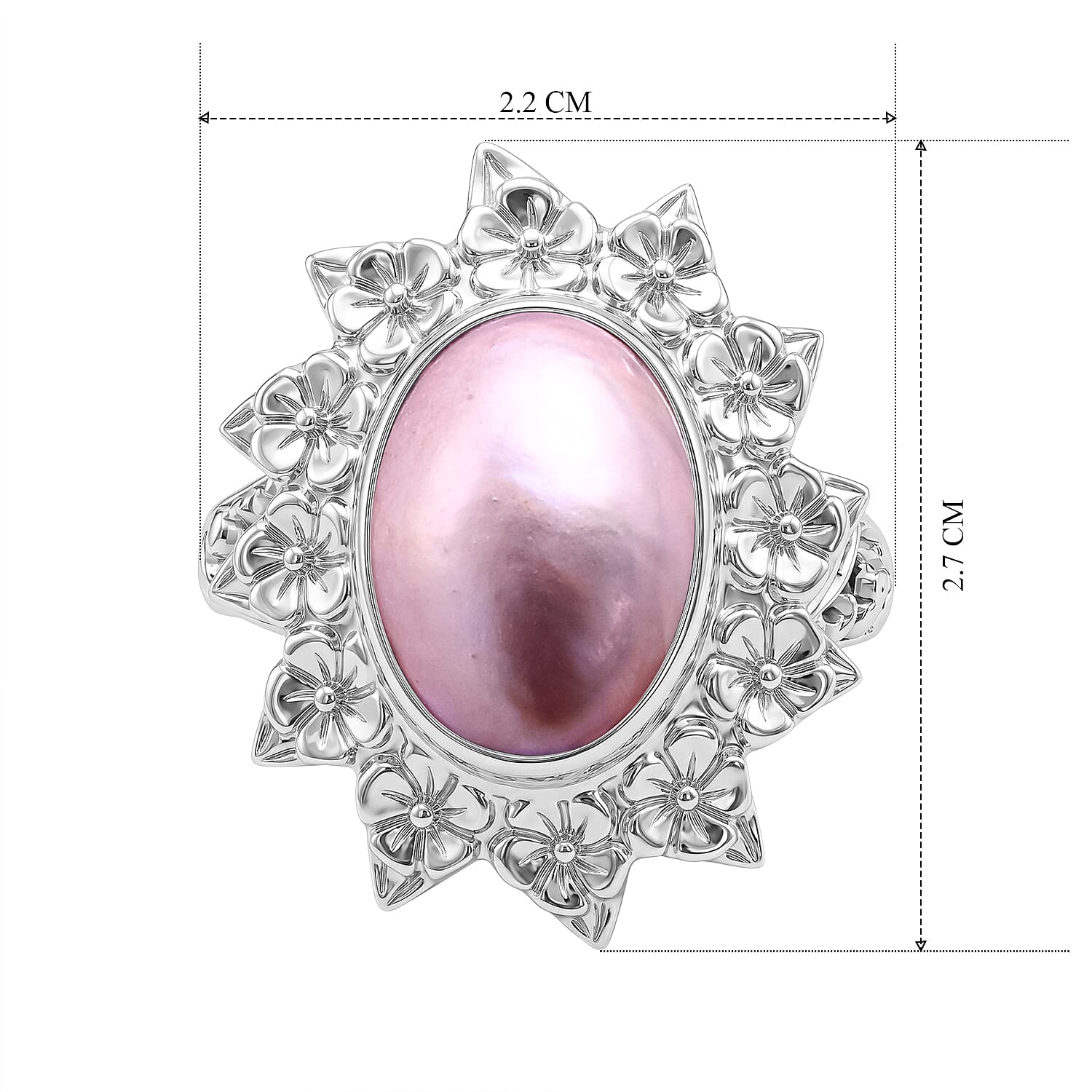 Royal Bali Collection - D'Joy Pink Mabe Pearl Sterling Silver Solitaire Ring 3.20 Ct.