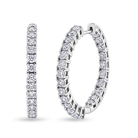 Luxuriant - Lab Grown Diamond (SI-G-H) Full Hoop Earring in Rhodium Overlay Sterling Silver 3.00 Ct.