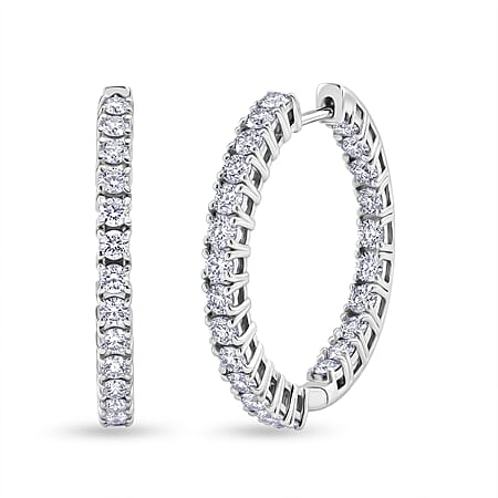 Luxuriant - Lab Grown Diamond (SI-G-H) Full Hoop Earring in Rhodium Overlay Sterling Silver 3.00 Ct. Luxuriant - Lab Grown Diamond (SI-G-H) Full Hoop Earring in Rhodium Overlay Sterling Silver 3.00 Ct.