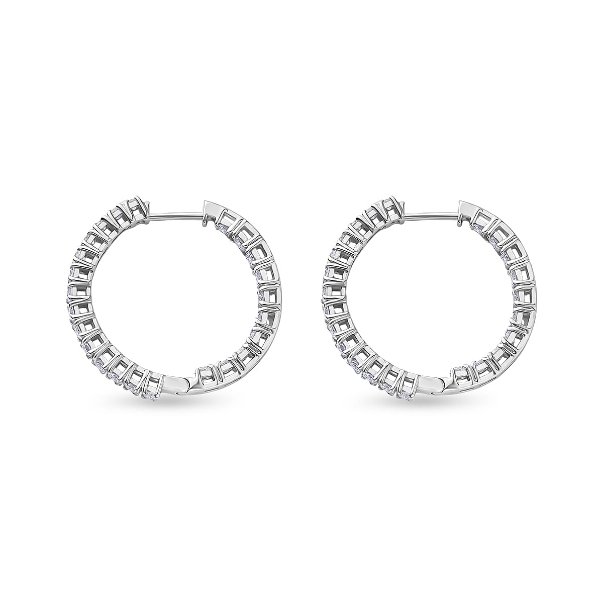 Luxuriant - Lab Grown Diamond (SI-G-H) Full Hoop Earring in Rhodium Overlay Sterling Silver 3.00 Ct.