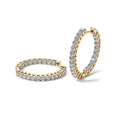 Luxuriant - Lab Grown Diamond (SI-G-H) Hoop Earring in 18K Vermeil Yellow Gold Plated Sterling Silver 3.00 Ct.