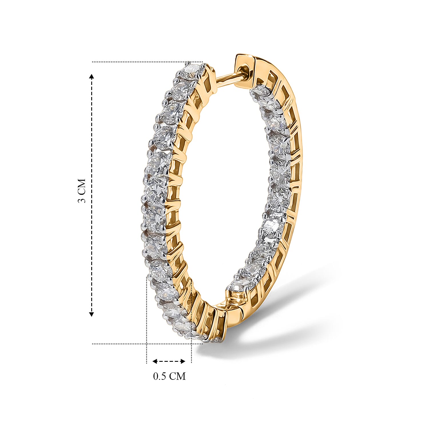 Luxuriant - Lab Grown Diamond (SI-G-H) Hoop Earring in 18K Vermeil Yellow Gold Plated Sterling Silver 3.00 Ct.