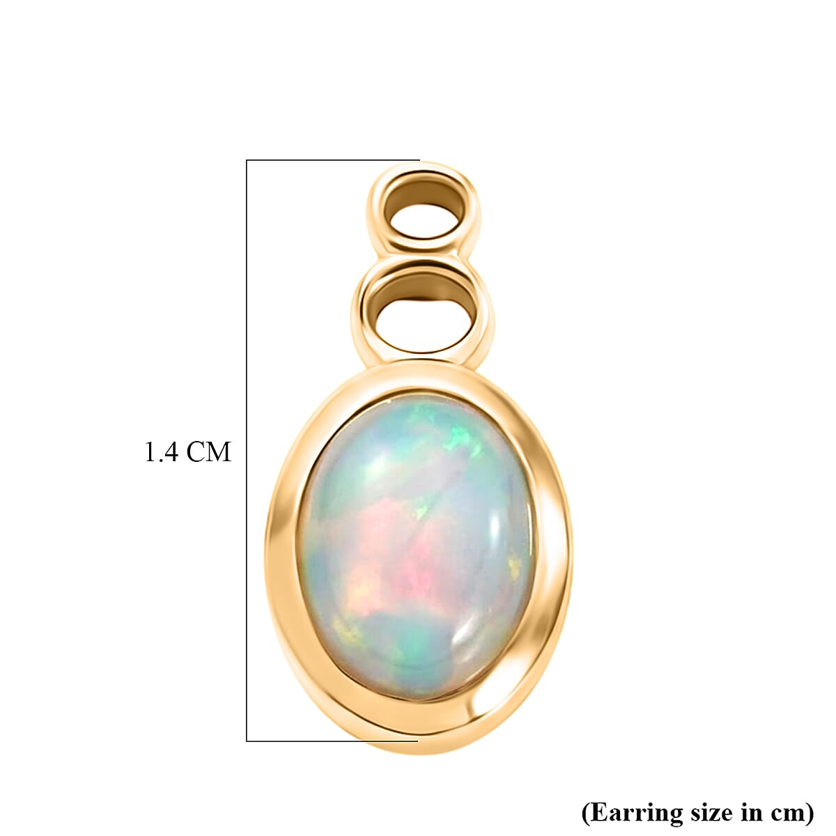 D'Joy - Ethiopian Opal Solitaire Stud Push Post Earring in Yellow Gold Plated Sterling Silver 1.75 Ct.