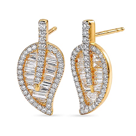 Luxuriant - Lab Grown Diamond (SI-G-H) Leaf Earring with Push Post in 18K Vermeil Yellow Gold Plated Sterling Silver 1.50 Ct. Luxuriant - Lab Grown Diamond (SI-G-H) Leaf Earring with Push Post in 18K Vermeil Yellow Gold Plated Sterling Silver 1.50 Ct.