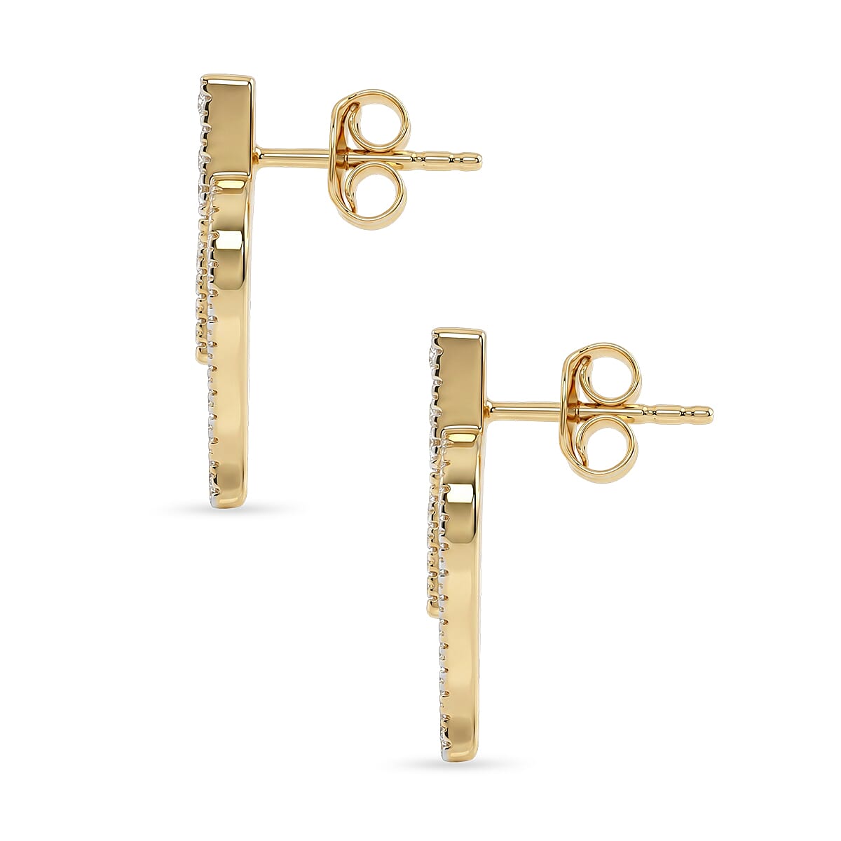 Luxuriant - Lab Grown Diamond (SI-G-H) Leaf Earring with Push Post in 18K Vermeil Yellow Gold Plated Sterling Silver 1.50 Ct.