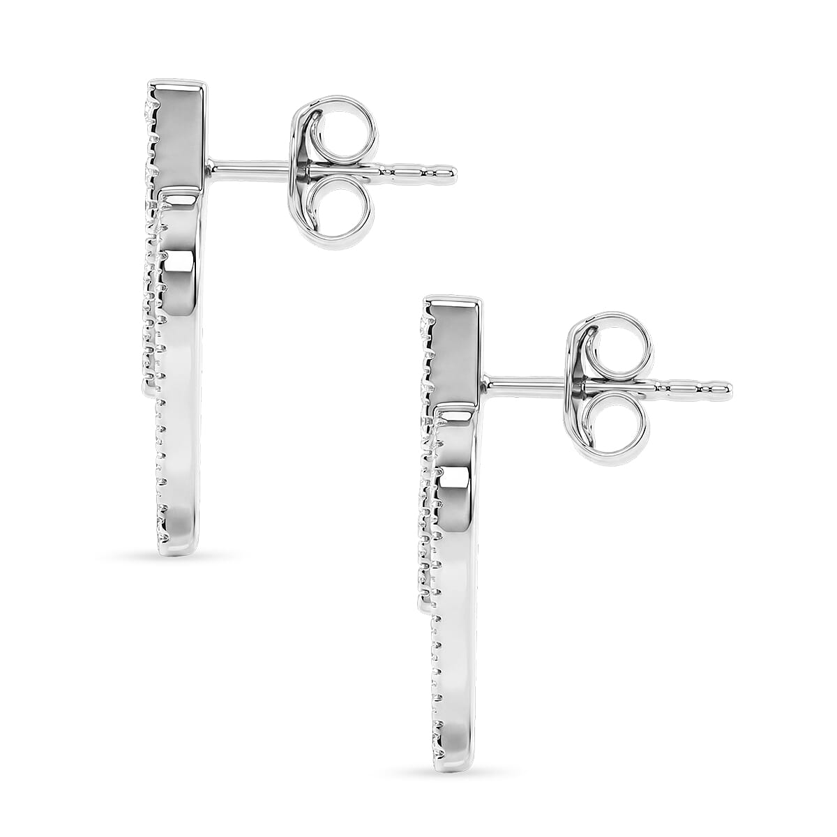 Luxuriant - Lab Grown Diamond (SI-G-H) Leaf Earring with Push Post in Rhodium Overlay Sterling Silver 1.50 Ct.